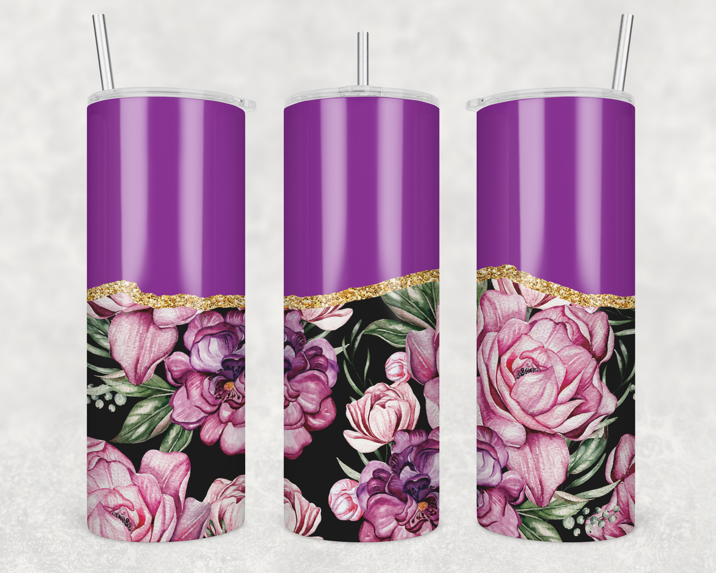 Purple Flowers Tumbler