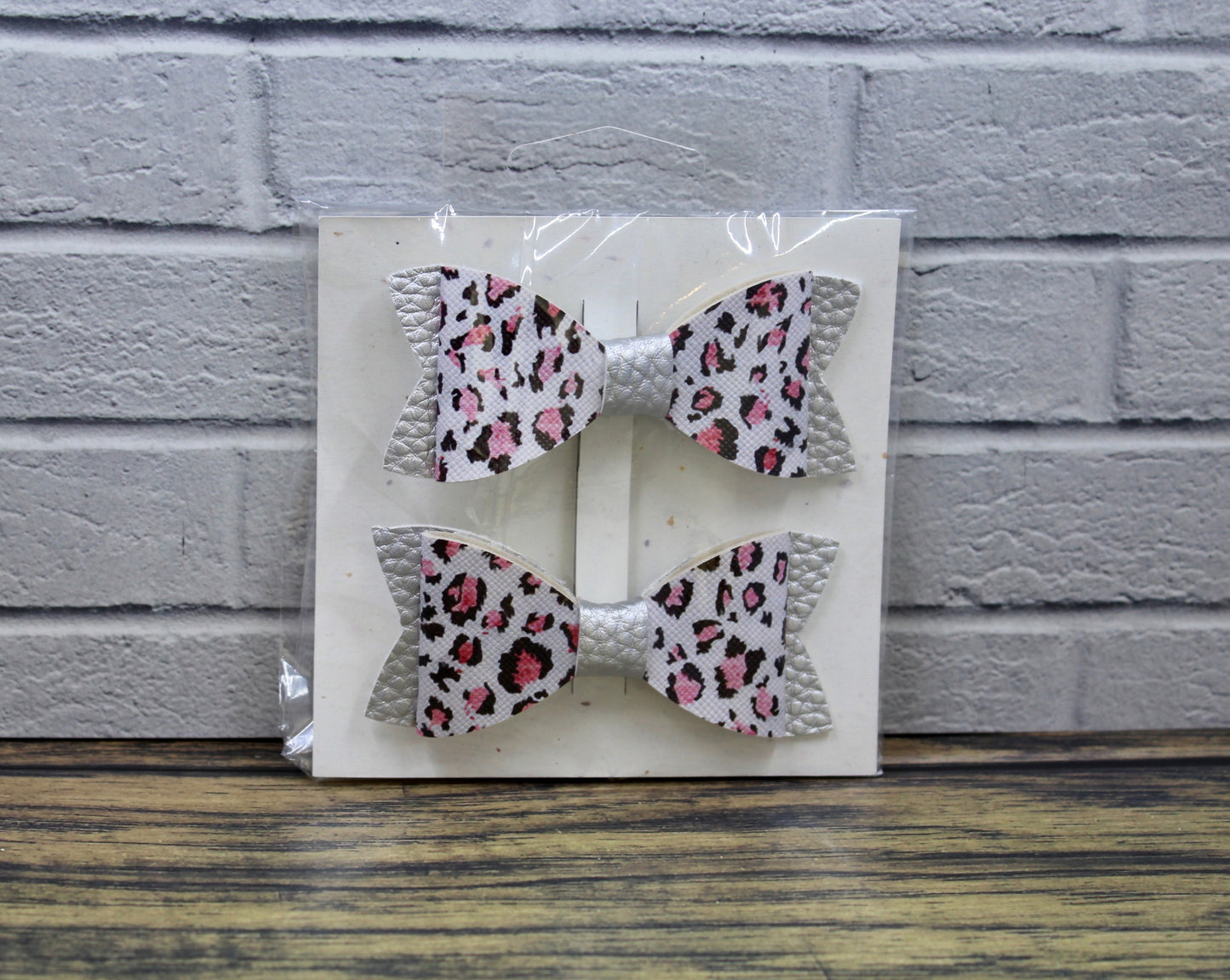 Cheetah Print Pigtails/ Mini Hair Bows