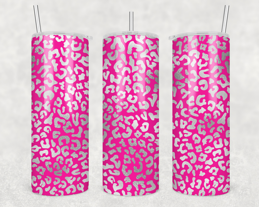 Pink & Silver Cheetah Print Tumbler